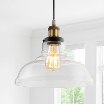 Litchfield 11" Farmhouse Metal/Glass LED Pendant - JONATHAN Y